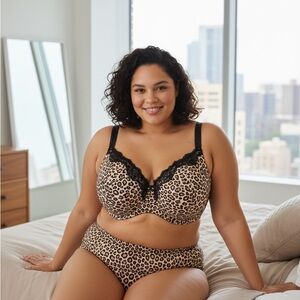 Cacique Animal Print Bra with Black Lace